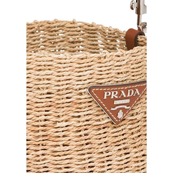 プラダキャバンヌ ラフィアxレザー バケットバッグ偽物1BE052_2DJD_F0A5T_V_OOO